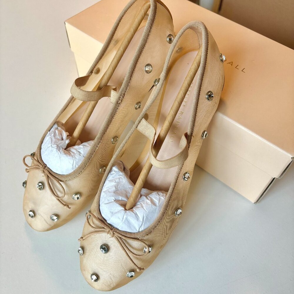Loeffler Randall Crystal-Embellished Ballerina Flats, Size 8.5